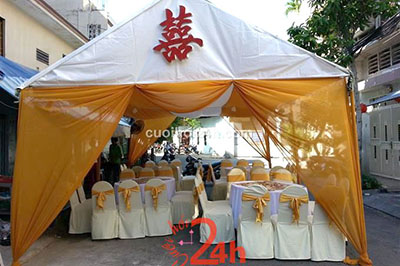 Dịch vụ cưới hỏi 24h trọn vẹn ngày vui chuyên trang trí nhà đám cưới hỏi và nhà hàng tiệc cưới | Nhà bạt, khung rạp